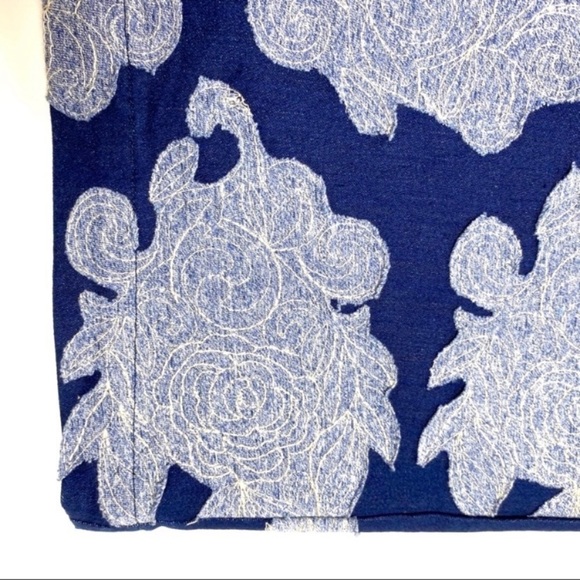 Anthropologie by Let me be Floral Patchwork Rain Garden Shift Dress Indigo Blue - Picture 10 of 11